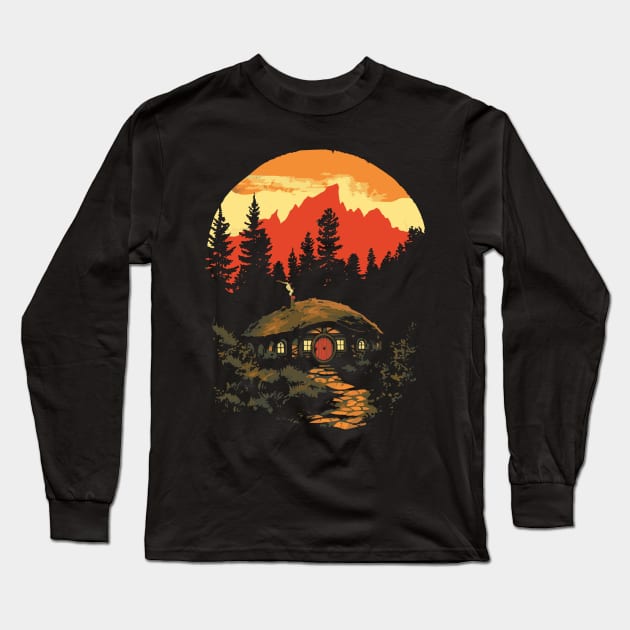 Fantasy House on a Hill Long Sleeve T-Shirt by RetroPandora